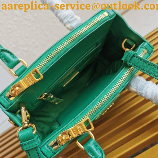 Replica Prada Mini Galleria Bag In Green Saffiano Leather 10