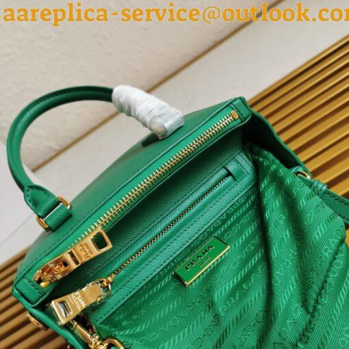 Replica Prada Mini Galleria Bag In Green Saffiano Leather 11