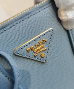 Replica Prada Mini Galleria Bag In Light Blue Saffiano Leather 2