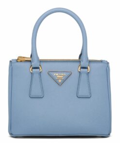 Replica Prada Mini Galleria Bag In Light Blue Saffiano Leather