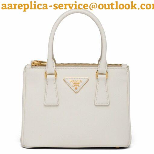 Replica Prada Galleria Mini Bag In White Saffiano Leather 2