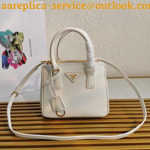 Replica Prada Galleria Mini Bag In White Saffiano Leather 3