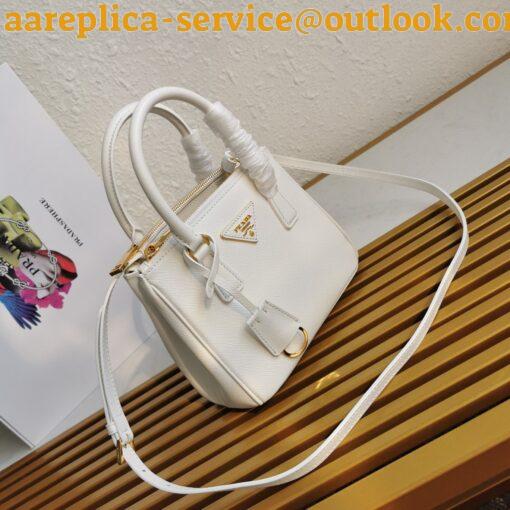 Replica Prada Galleria Mini Bag In White Saffiano Leather 7