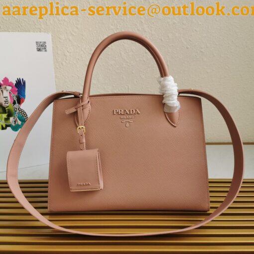 Replica Prada Monochrome Medium Bag In Nude Saffiano Leather 5