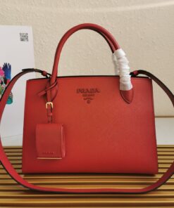 Replica Prada Monochrome Medium Bag In Red Saffiano Leather