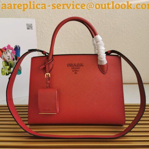 Replica Prada Monochrome Medium Bag In Red Saffiano Leather