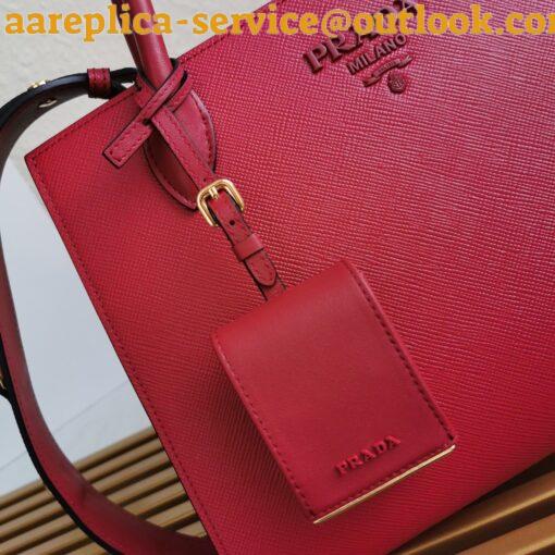 Replica Prada Monochrome Medium Bag In Red Saffiano Leather 6