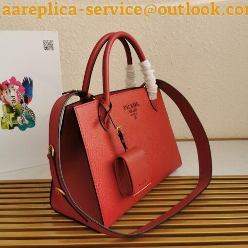 Replica Prada Monochrome Medium Bag In Red Saffiano Leather 10