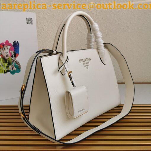 Replica Prada Monochrome Medium Bag In White Saffiano Leather 3