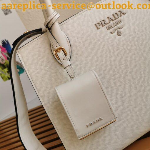 Replica Prada Monochrome Medium Bag In White Saffiano Leather 5