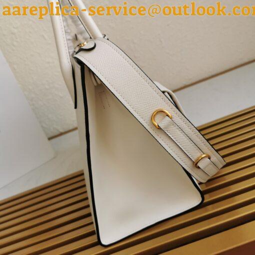 Replica Prada Monochrome Medium Bag In White Saffiano Leather 7