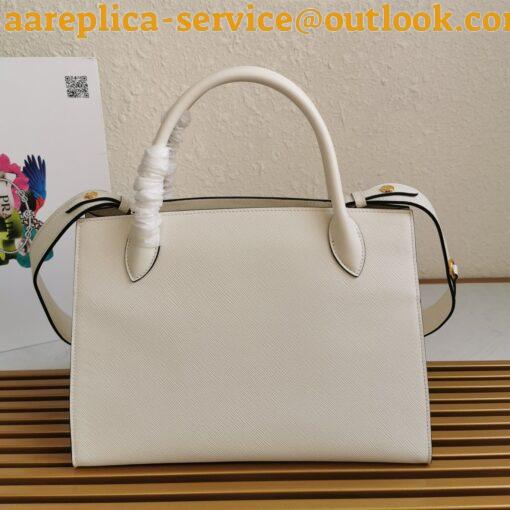 Replica Prada Monochrome Medium Bag In White Saffiano Leather 10