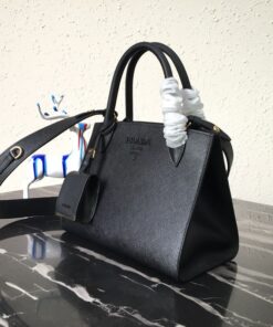 Replica Prada Monochrome Small Bag In Black Saffiano Leather