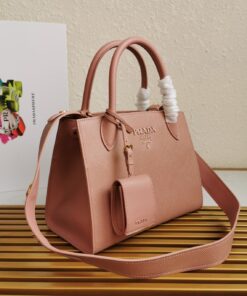 Replica Prada Monochrome Small Bag In Pink Saffiano Leather