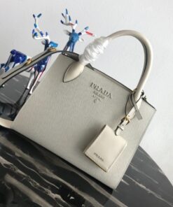 Replica Prada Monochrome Small Bag In White Saffiano Leather