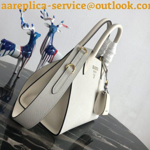 Replica Prada Monochrome Small Bag In White Saffiano Leather 3