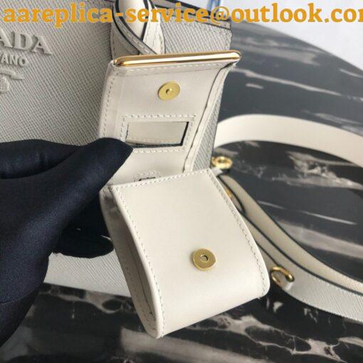 Replica Prada Monochrome Small Bag In White Saffiano Leather 10