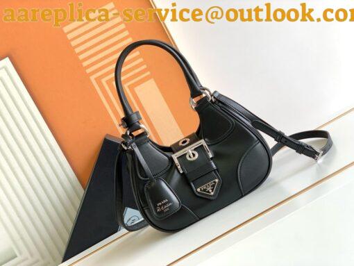 Replica Prada Moon Bag in Black Re-Nylon and Leather 13