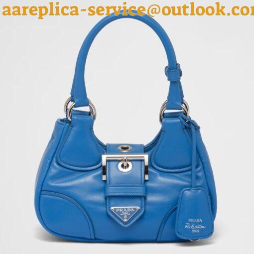 Replica Prada Moon Bag in Blue Padded Nappa Leather 12