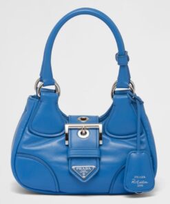 Replica Prada Moon Bag in Blue Padded Nappa Leather 2