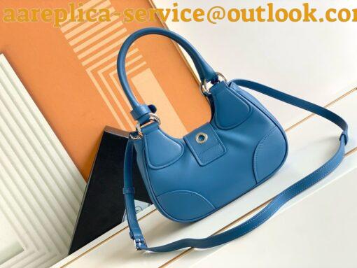 Replica Prada Moon Bag in Blue Padded Nappa Leather 16