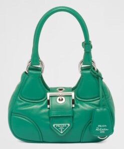 Replica Prada Moon Bag in Green Padded Nappa Leather 2