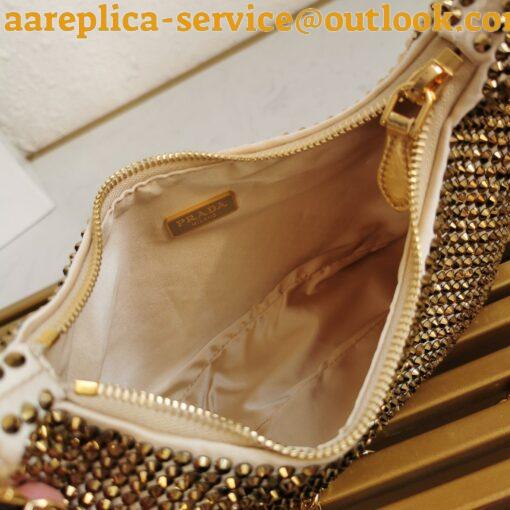 Replica Prada Re-Edition 2005 Bag In Gold Satin with Crystal 10