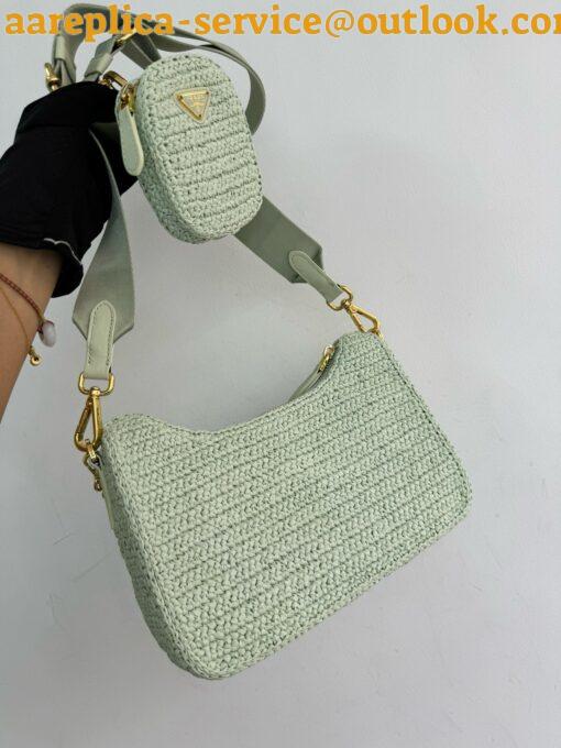 Replica Prada Re-Edition 2005 Crochet Bag in Aqua Raffia 5