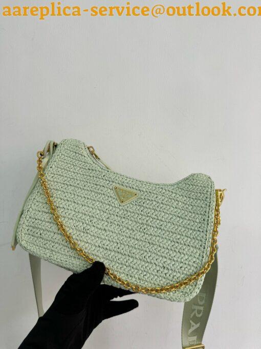 Replica Prada Re-Edition 2005 Crochet Bag in Aqua Raffia 10