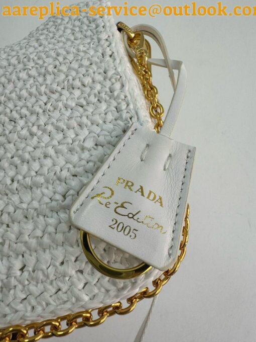 Replica Prada Re-Edition 2005 Crochet Bag in White Raffia 15