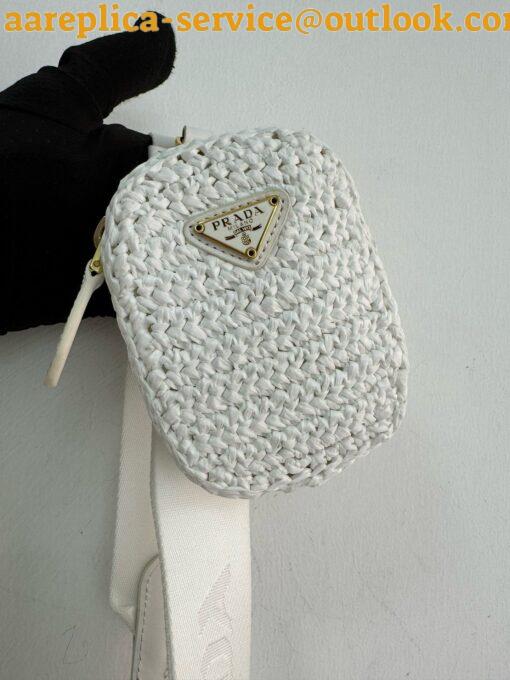 Replica Prada Re-Edition 2005 Crochet Bag in White Raffia 19