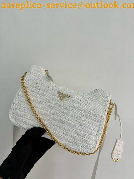 Replica Prada Re-Edition 2005 Crochet Bag in White Raffia 21