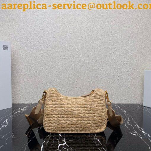 Replica Prada Re-Edition 2005 Shoulder Bag In Beige Raffia 14