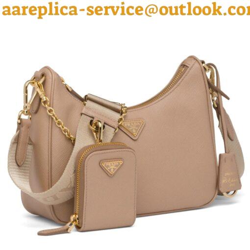 Replica Prada Re-Edition 2005 Shoulder Bag In Beige Saffiano Leather 4