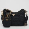 Replica Prada Re-Edition 2005 Shoulder Bag In Black Raffia