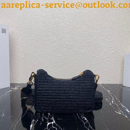 Replica Prada Re-Edition 2005 Shoulder Bag In Black Raffia 16