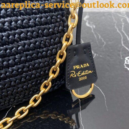 Replica Prada Re-Edition 2005 Shoulder Bag In Black Raffia 17