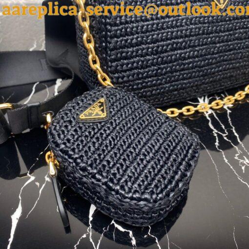 Replica Prada Re-Edition 2005 Shoulder Bag In Black Raffia 20