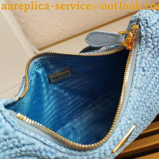 Replica Prada Re-Edition 2005 Shoulder Bag In Blue Raffia 7