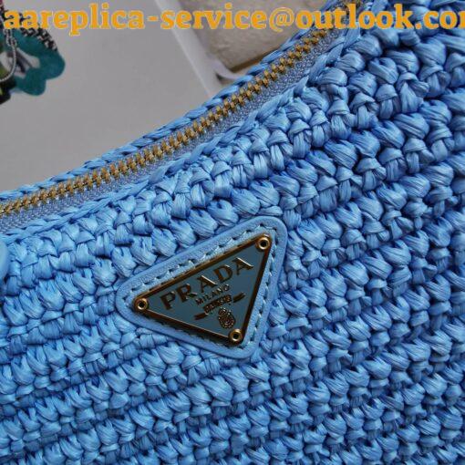 Replica Prada Re-Edition 2005 Shoulder Bag In Blue Raffia 11