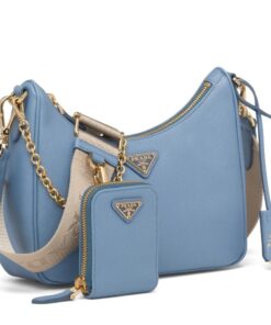 Replica Prada Re-Edition 2005 Shoulder Bag In Blue Saffiano Leather