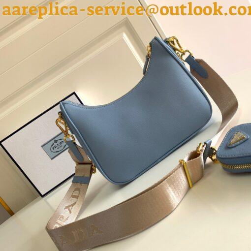 Replica Prada Re-Edition 2005 Shoulder Bag In Blue Saffiano Leather 5