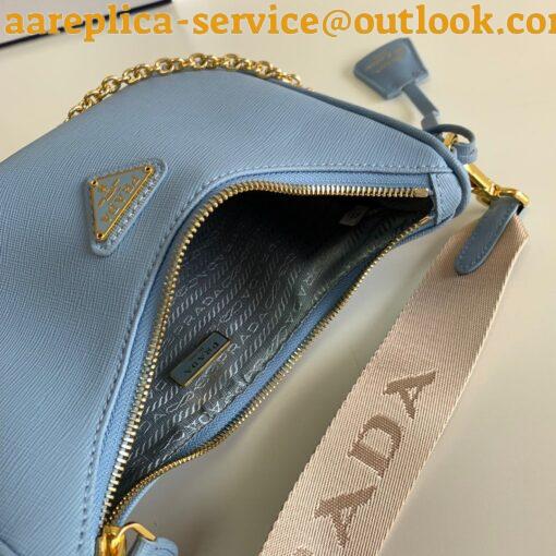 Replica Prada Re-Edition 2005 Shoulder Bag In Blue Saffiano Leather 10