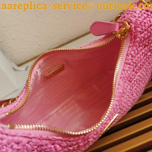 Replica Prada Re-Edition 2005 Shoulder Bag In Pink Raffia 17