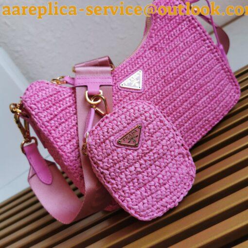 Replica Prada Re-Edition 2005 Shoulder Bag In Pink Raffia 18