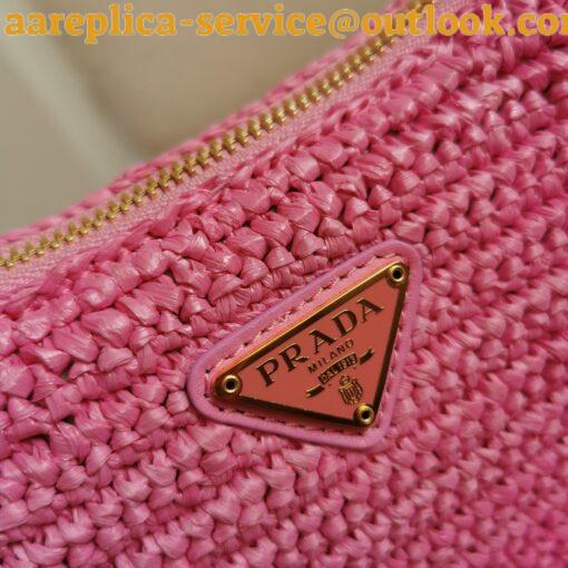 Replica Prada Re-Edition 2005 Shoulder Bag In Pink Raffia 20