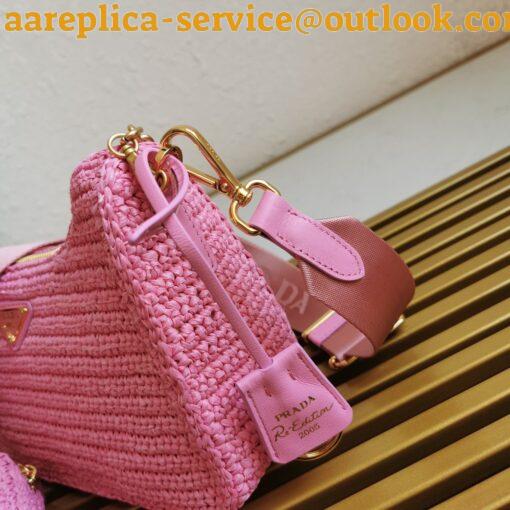 Replica Prada Re-Edition 2005 Shoulder Bag In Pink Raffia 21