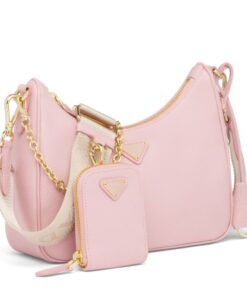 Replica Prada Re-Edition 2005 Shoulder Bag In Pink Saffiano Leather