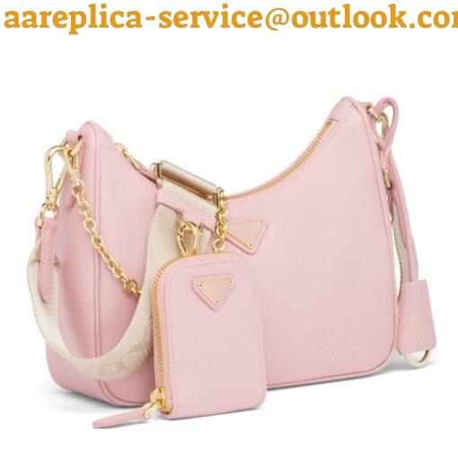 Replica Prada Re-Edition 2005 Shoulder Bag In Pink Saffiano Leather