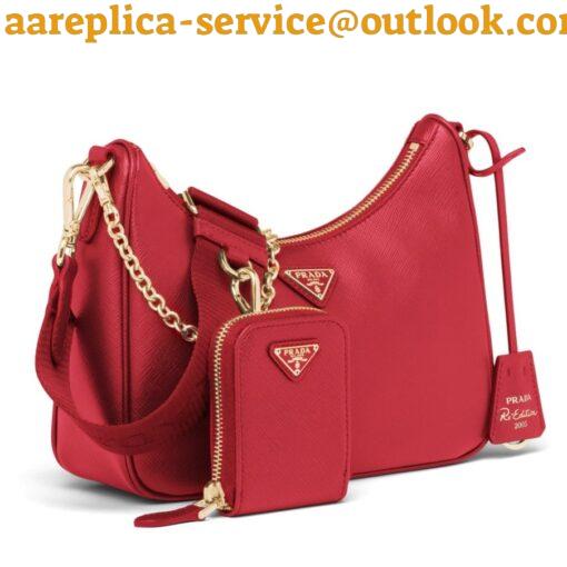 Replica Prada Re-Edition 2005 Shoulder Bag In Red Saffiano Leather